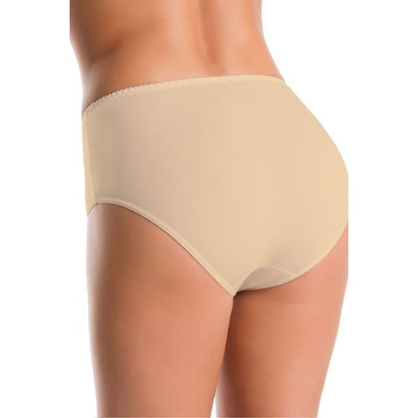 Heldækkende, high waist bomulds trusse i beige